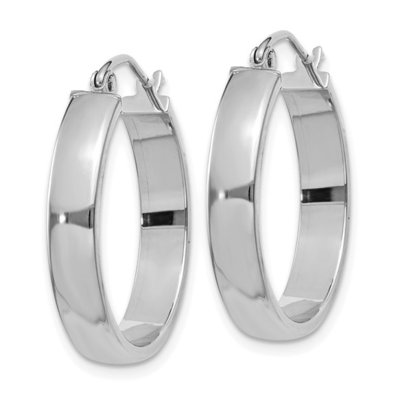 10k White Gold Polished Hoop Earring - Picture 4 of 4
